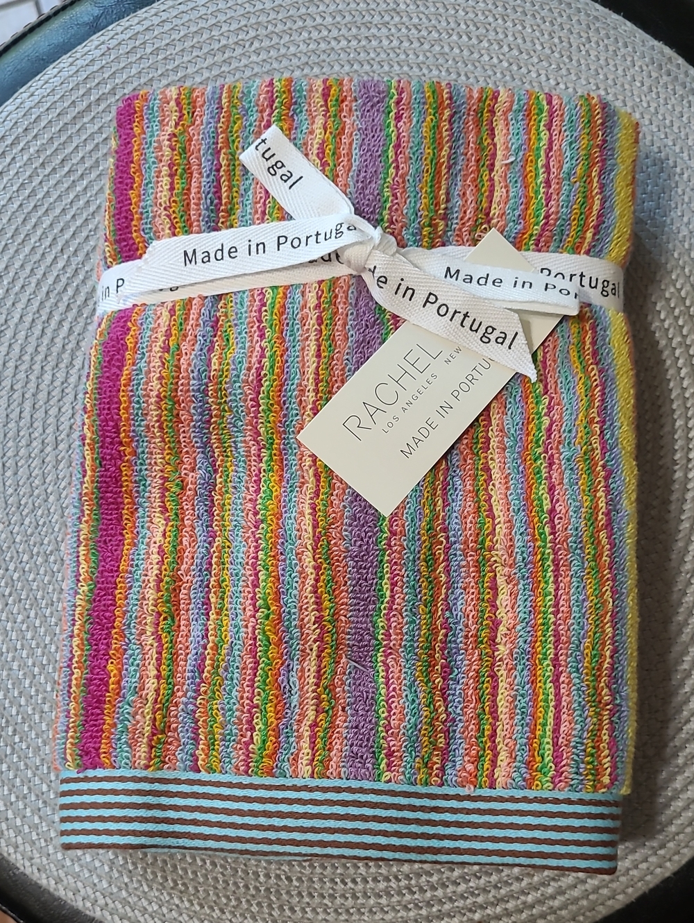 Rachel Zoe New Rainbow Striped Hand Towel Set
